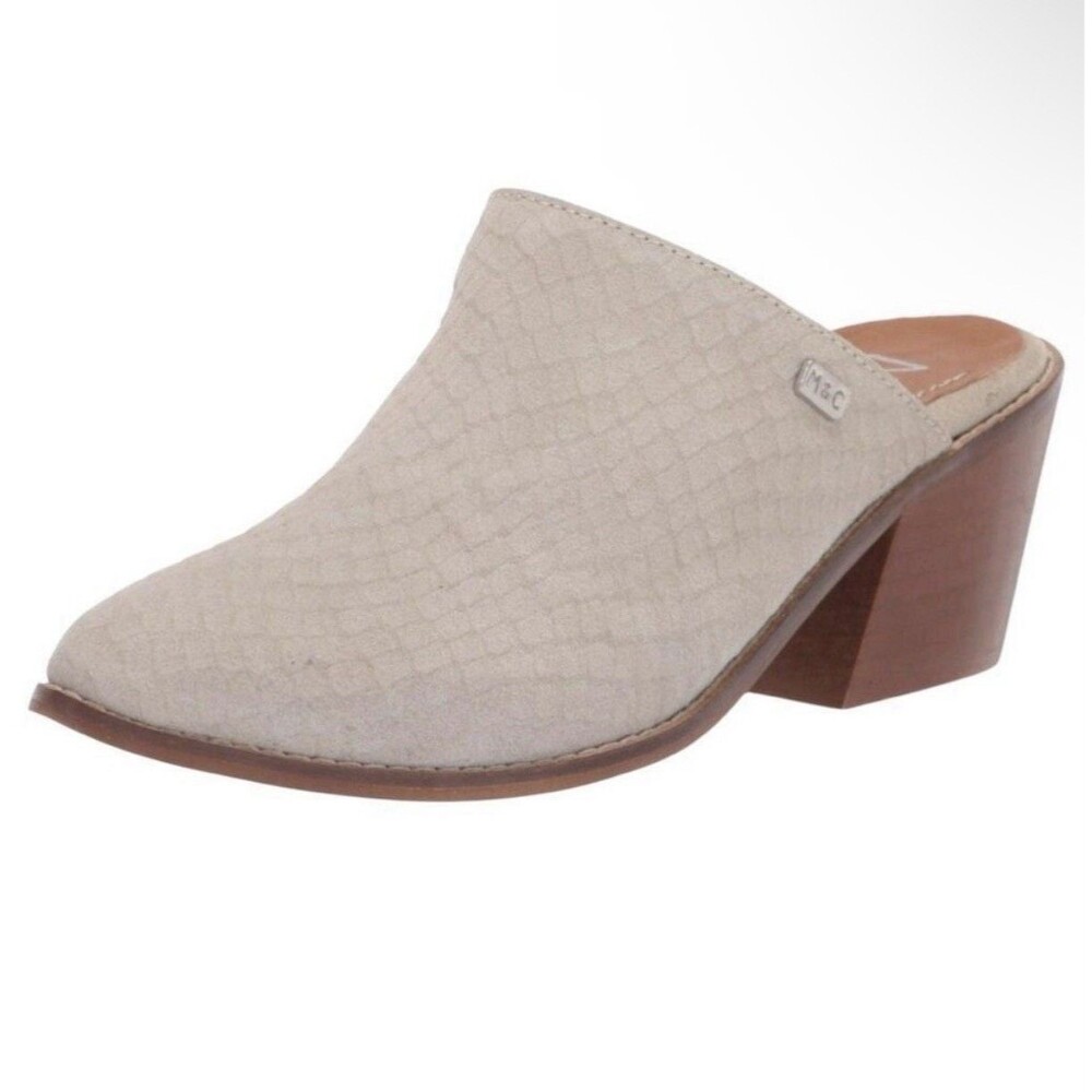 Musse And Cloud Helen Mules Booties Ivory Light Gray Leather Block Heel Women 7 - Picture 6 of 11